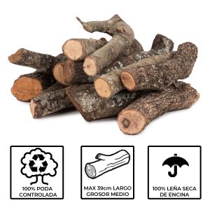 10kg de leña de encina: troncos medios para barbacoas