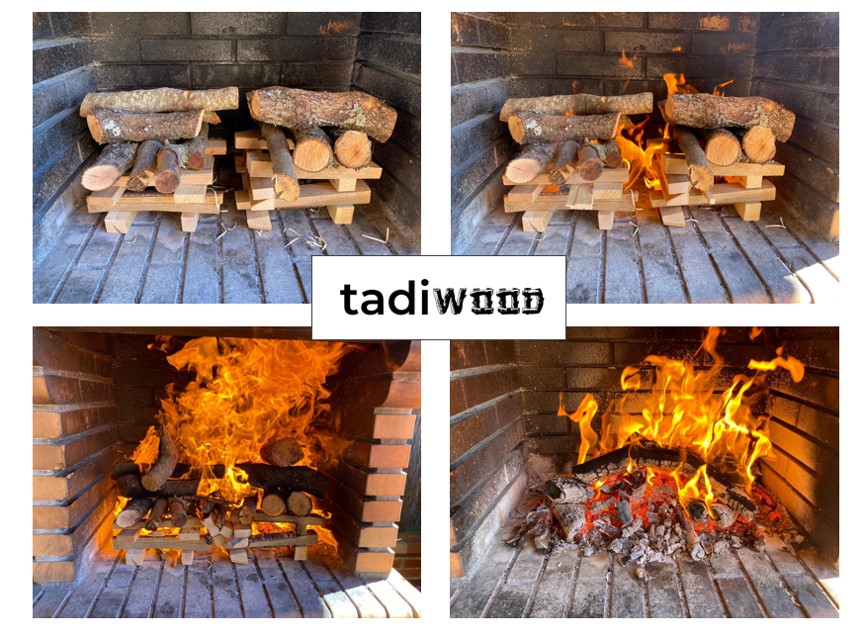 Astillas de madera para encender chimenea y fuego